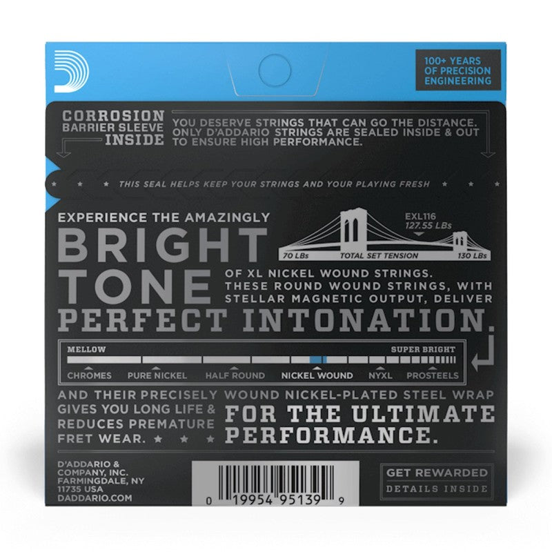 D'Addario EXL116 XL Electric Guitar Strings - .011-.052 Med/Heavy