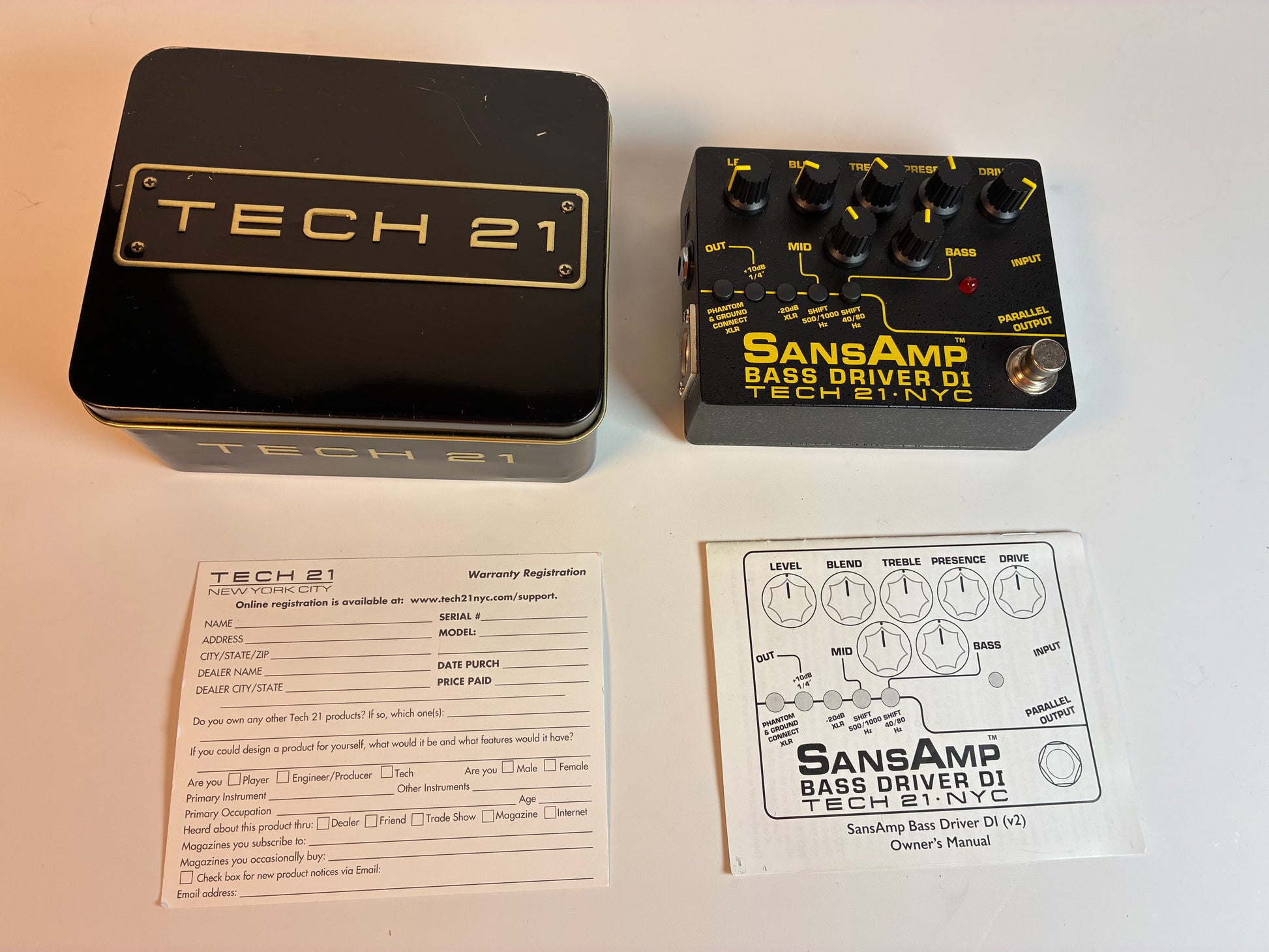 Tech 21 Sansamp Bass Driver D.I. V2 - Excellent Condition with Box and Documents