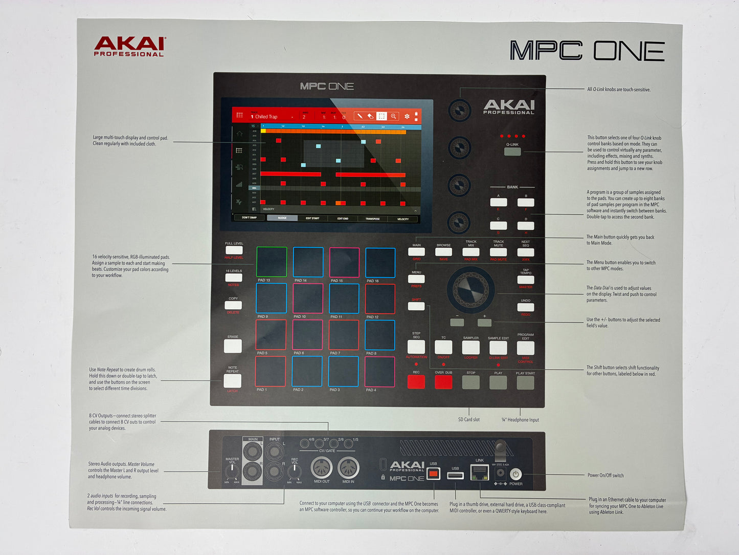 Akai MPC One Standalone MIDI Sequencer - Excellent Condition with Box, Documents and Power Supply