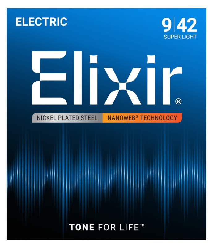 Elixir Electric Guitar Strings, NANOWEB, Super Light (.009 -. 042)