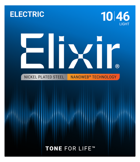 Elixir Electric Guitar Strings, NANOWEB, Light (.010-.046)